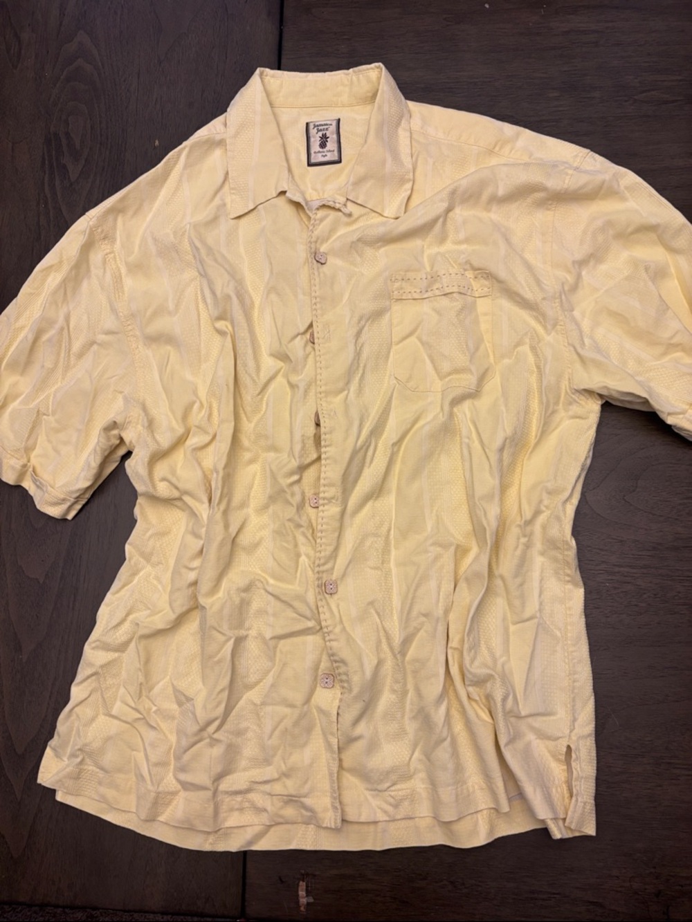 Jamaica Jaxx Light Yellow Short Sleeve Button-Down Shirt